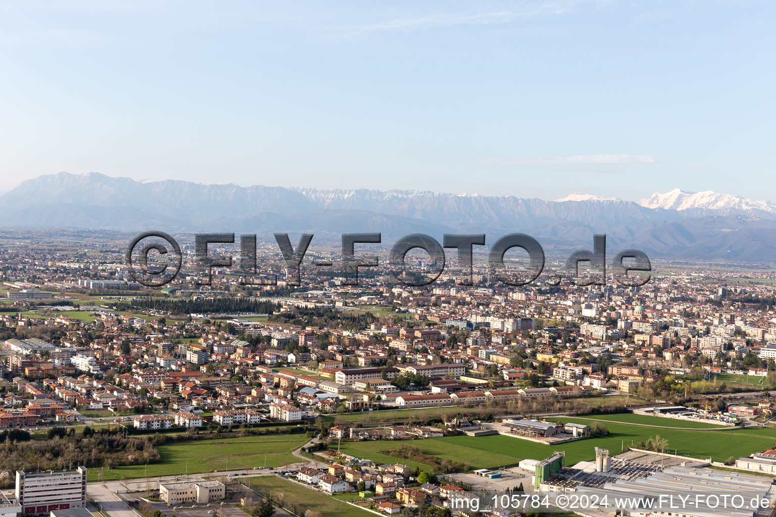 Aerial photograpy of Basaldella in the state Friuli Venezia Giulia, Italy