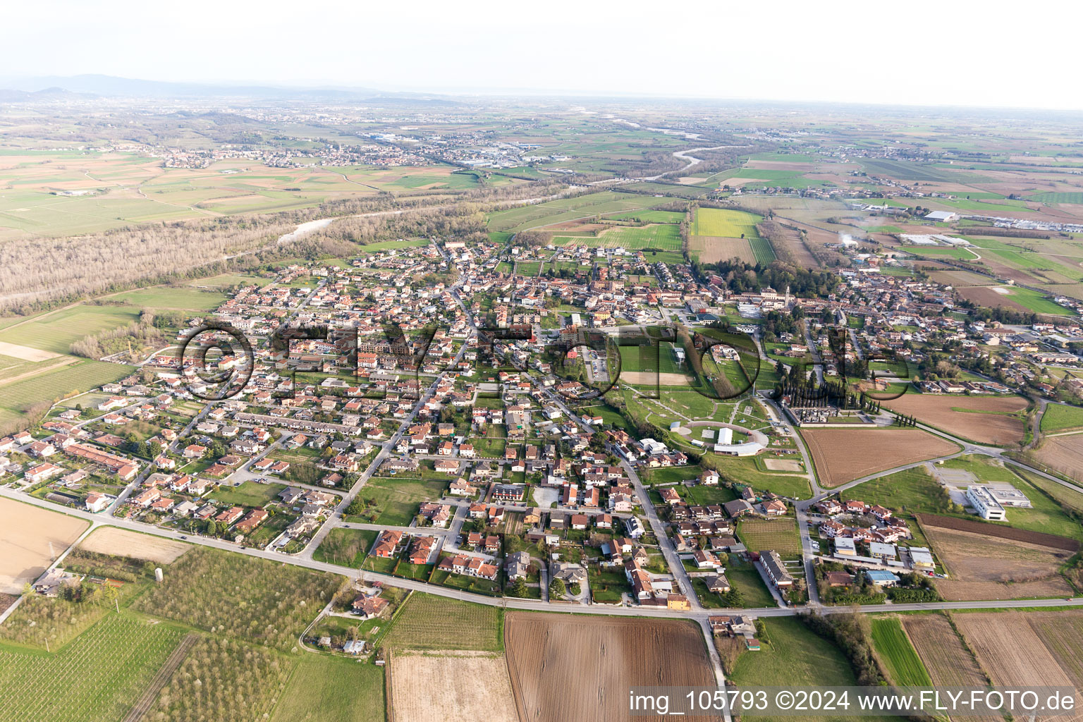 Aerial photograpy of Pradamano in the state Friuli Venezia Giulia, Italy