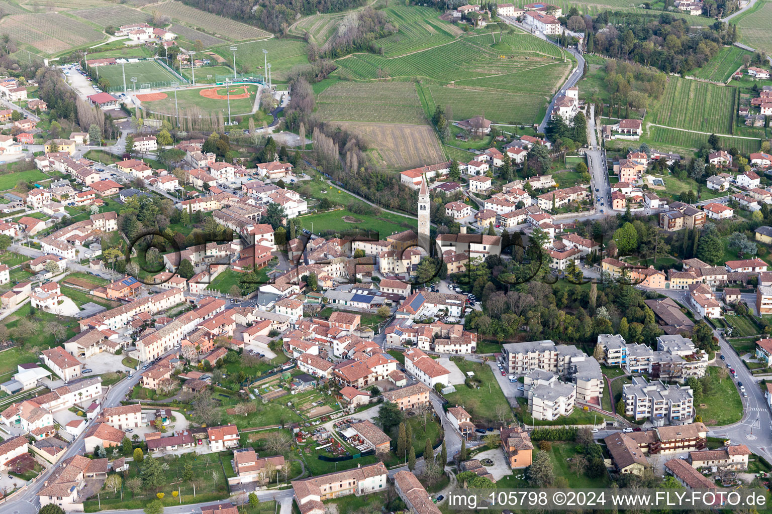 Aerial view of Vicinale in the state Friuli Venezia Giulia, Italy