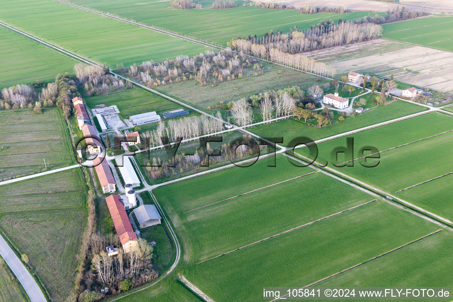 Aerial photograpy of Palazzolo dello Stella in the state Friuli Venezia Giulia, Italy