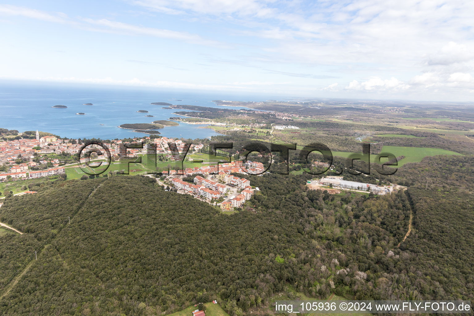 Aerial view of Vrsar in the state Gespanschaft Istrien, Croatia