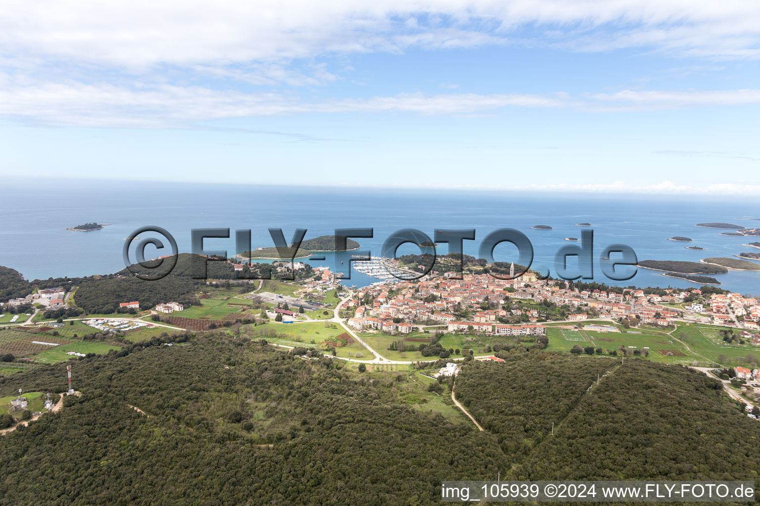 Oblique view of Vrsar in the state Gespanschaft Istrien, Croatia