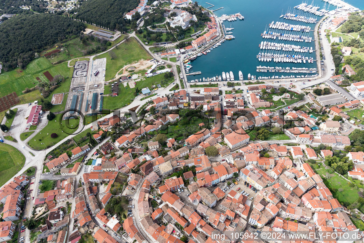 Vrsar in the state Gespanschaft Istrien, Croatia seen from above