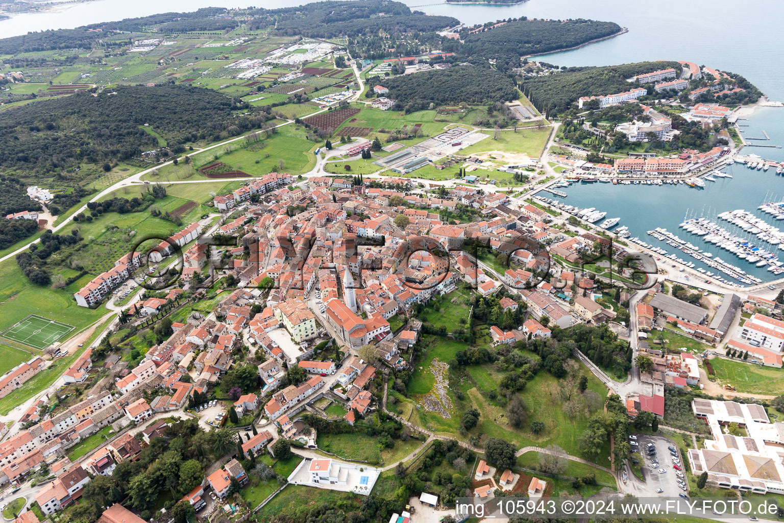 Vrsar in the state Gespanschaft Istrien, Croatia from the plane