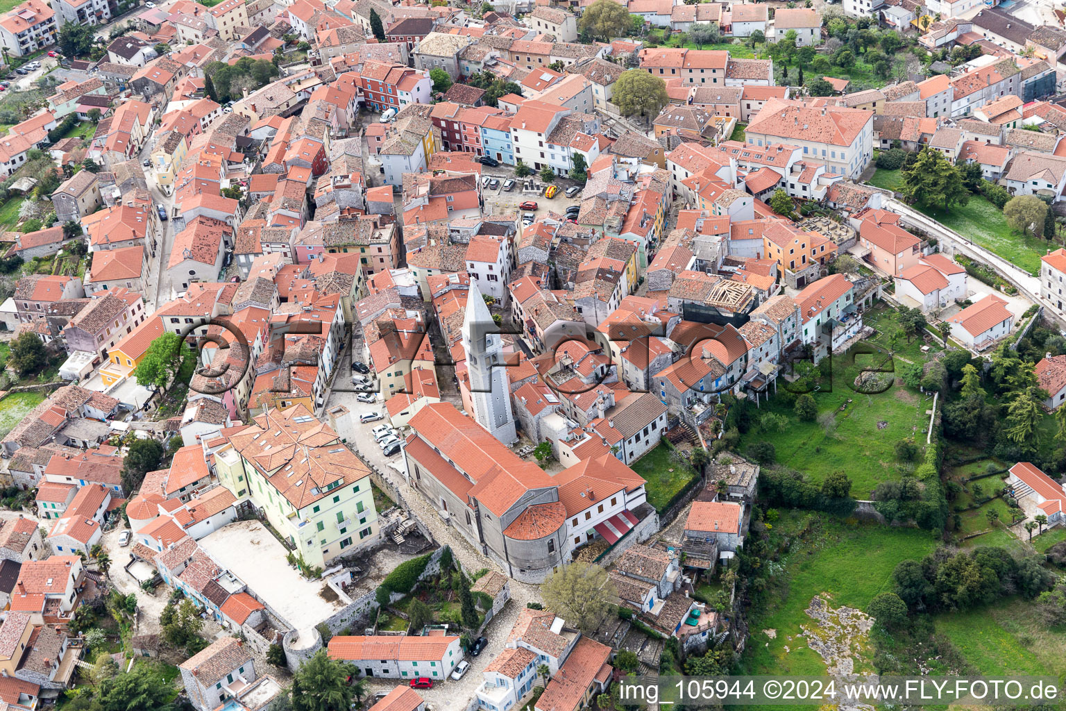 Bird's eye view of Vrsar in the state Gespanschaft Istrien, Croatia