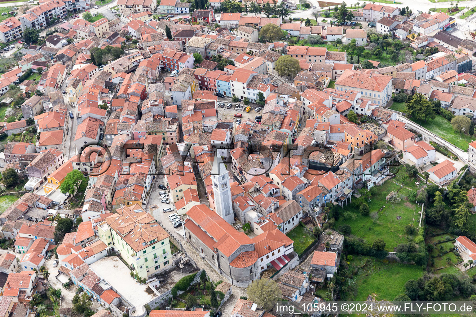 Vrsar in the state Gespanschaft Istrien, Croatia viewn from the air