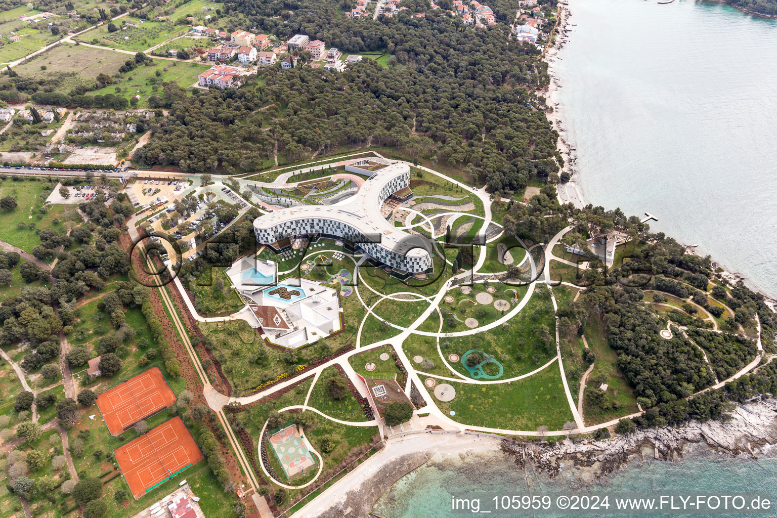 Oblique view of Rovinj in the state Gespanschaft Istrien, Croatia