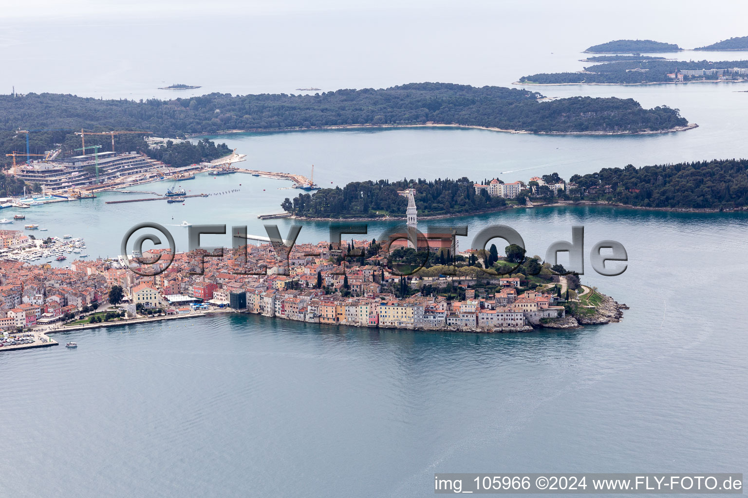 Rovinj in the state Gespanschaft Istrien, Croatia viewn from the air