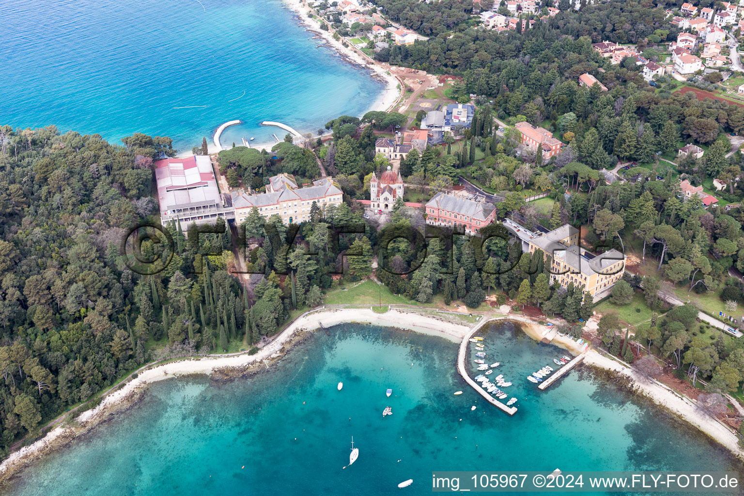 Drone recording of Rovinj in the state Gespanschaft Istrien, Croatia