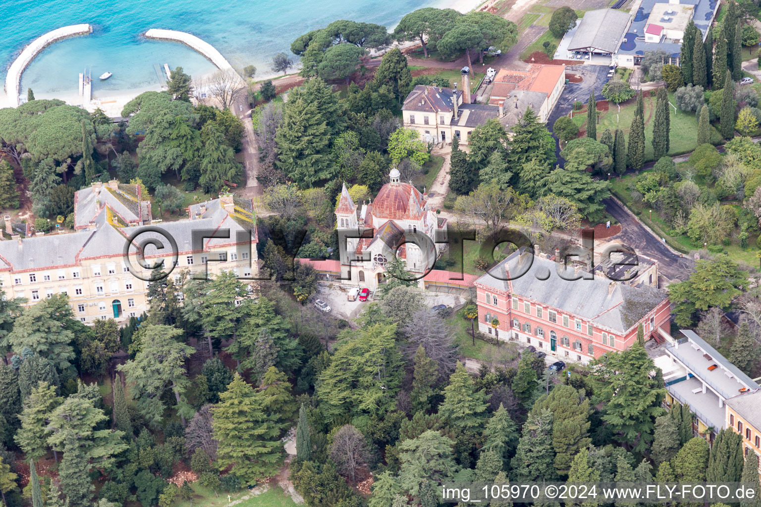 Drone image of Rovinj in the state Gespanschaft Istrien, Croatia