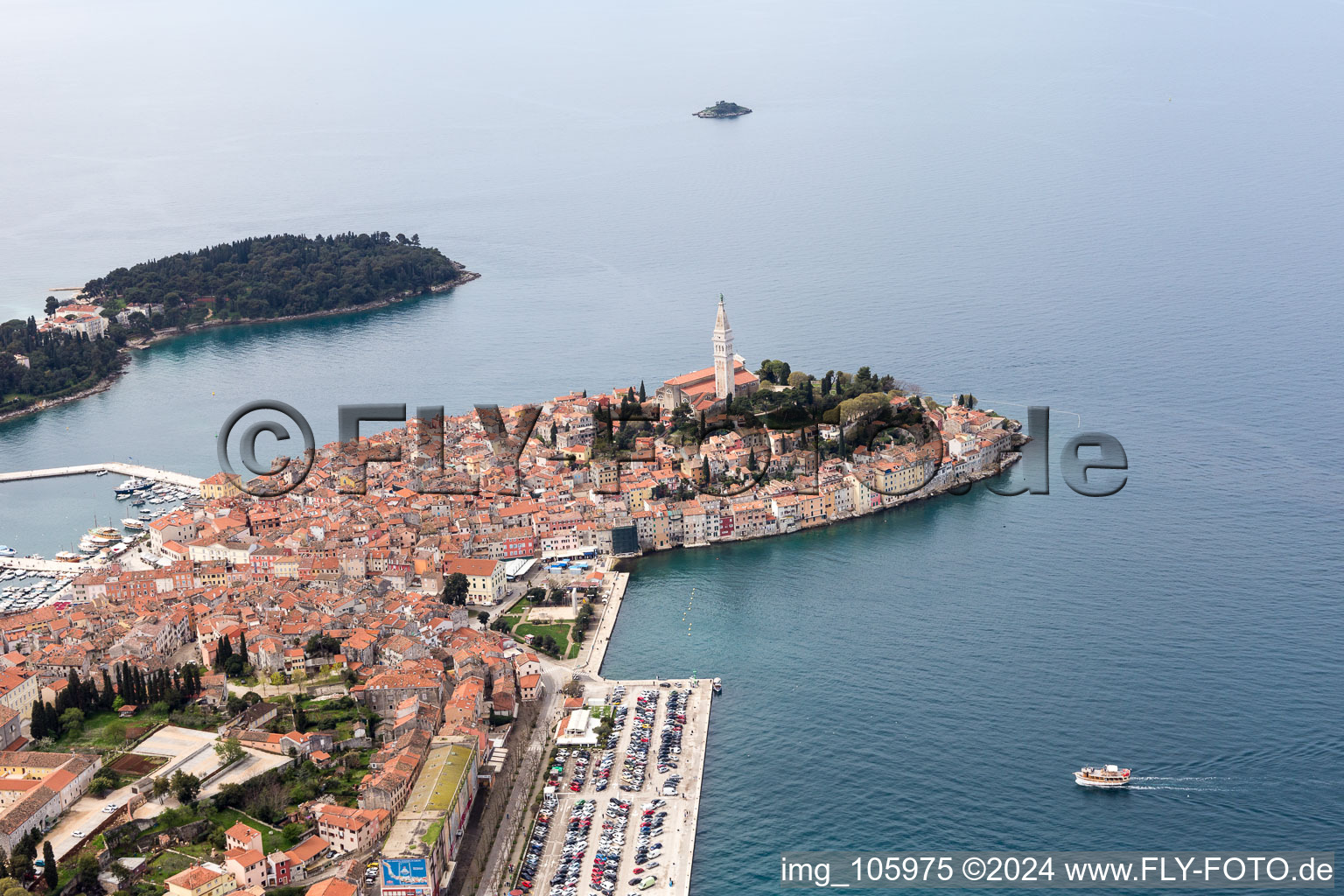 Rovinj in the state Gespanschaft Istrien, Croatia seen from a drone