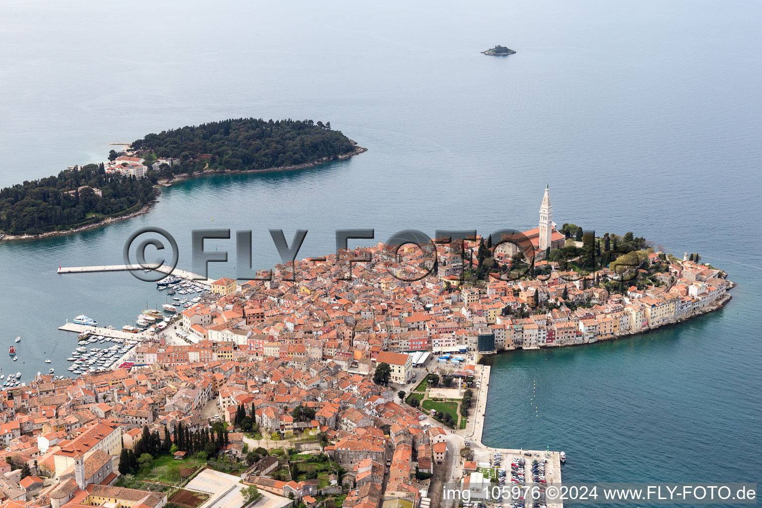 Aerial view of Rovinj in the state Gespanschaft Istrien, Croatia