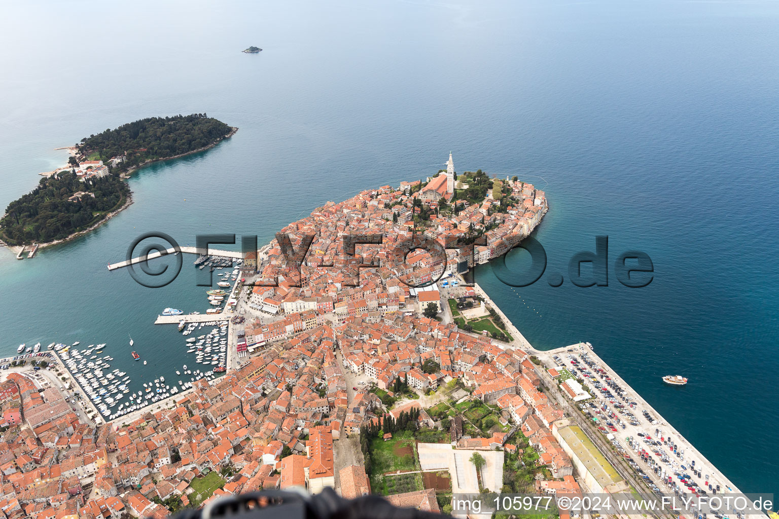 Aerial photograpy of Rovinj in the state Gespanschaft Istrien, Croatia