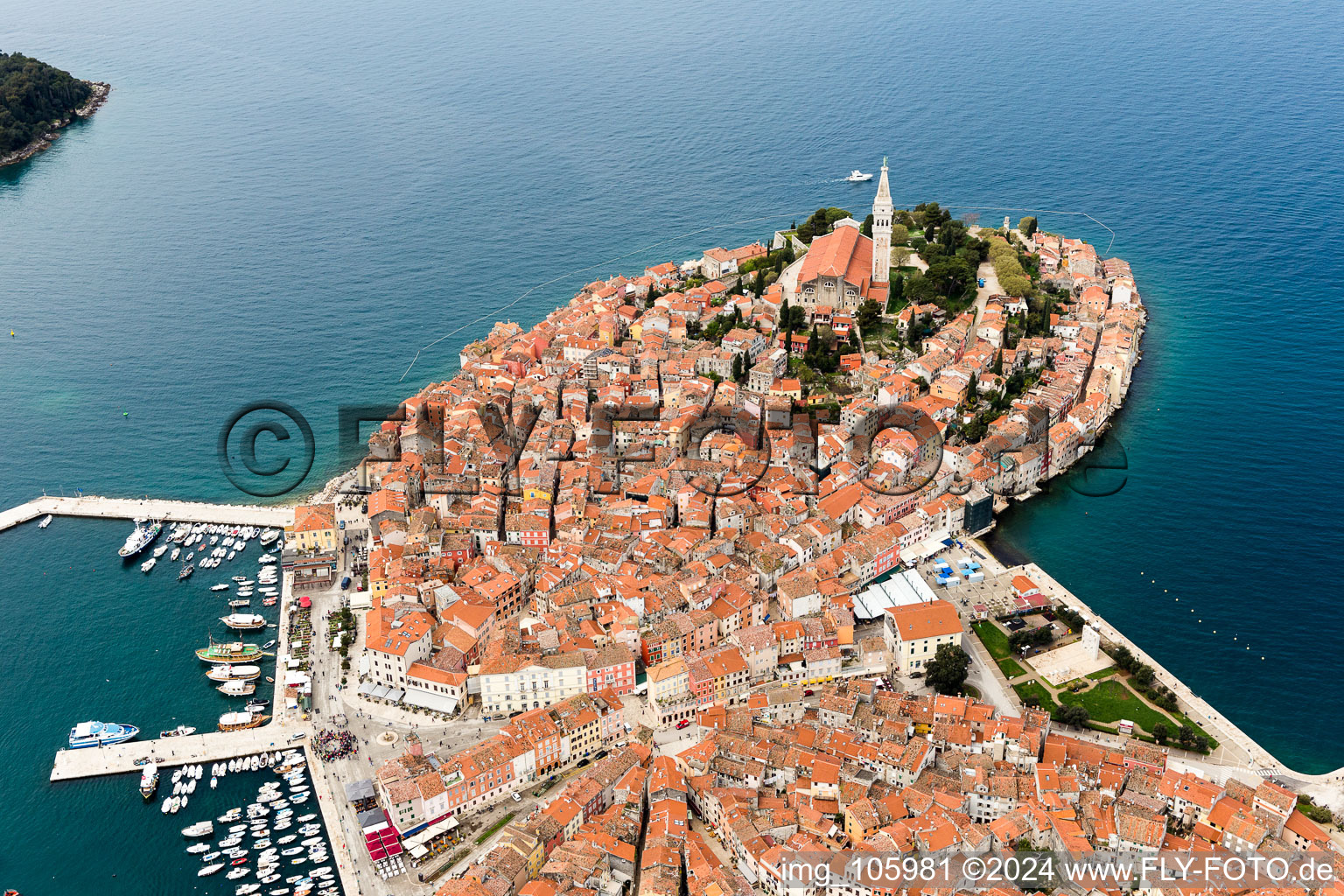 Rovinj in the state Gespanschaft Istrien, Croatia seen from above