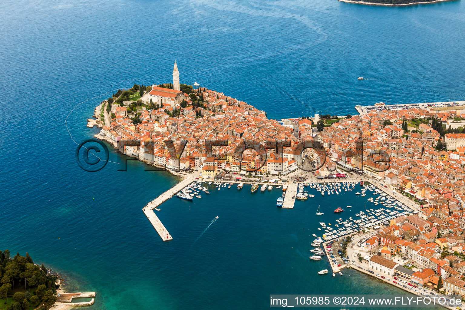 Rovinj in the state Gespanschaft Istrien, Croatia viewn from the air