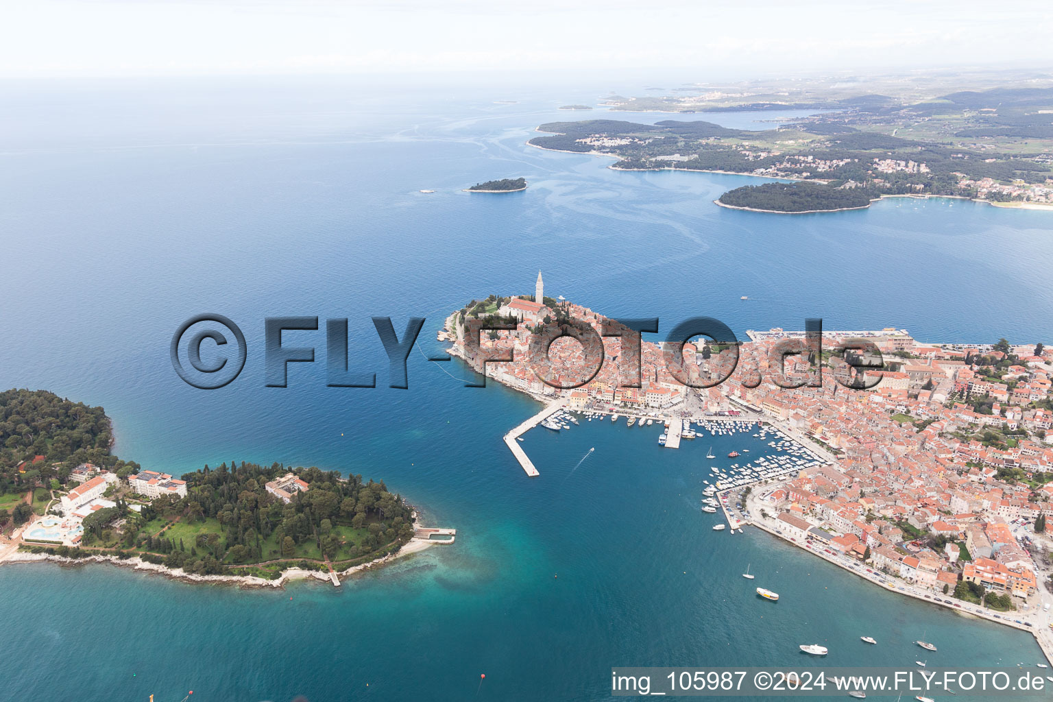 Drone image of Rovinj in the state Gespanschaft Istrien, Croatia