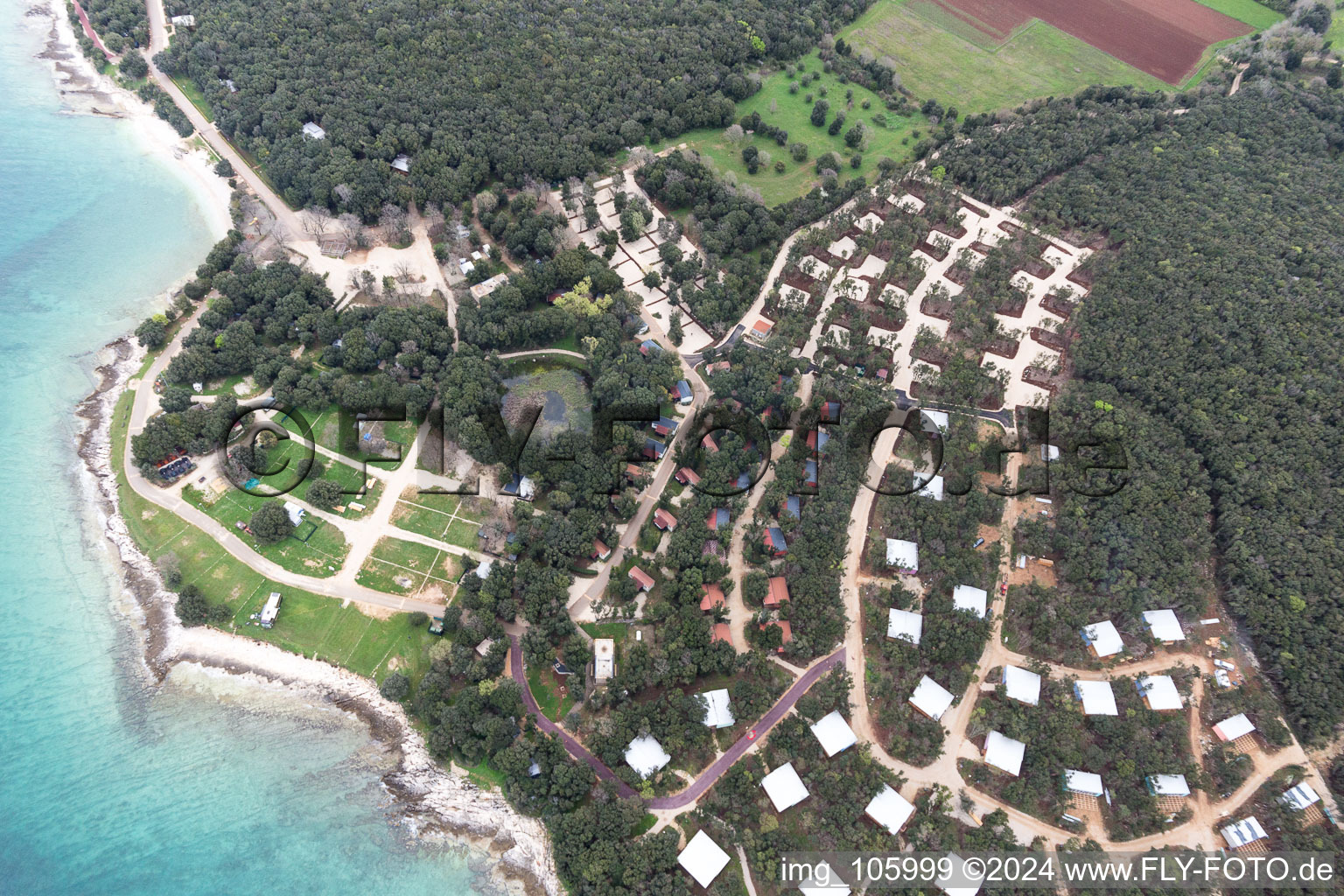 Aerial view of Crnibek in the state Gespanschaft Istrien, Croatia