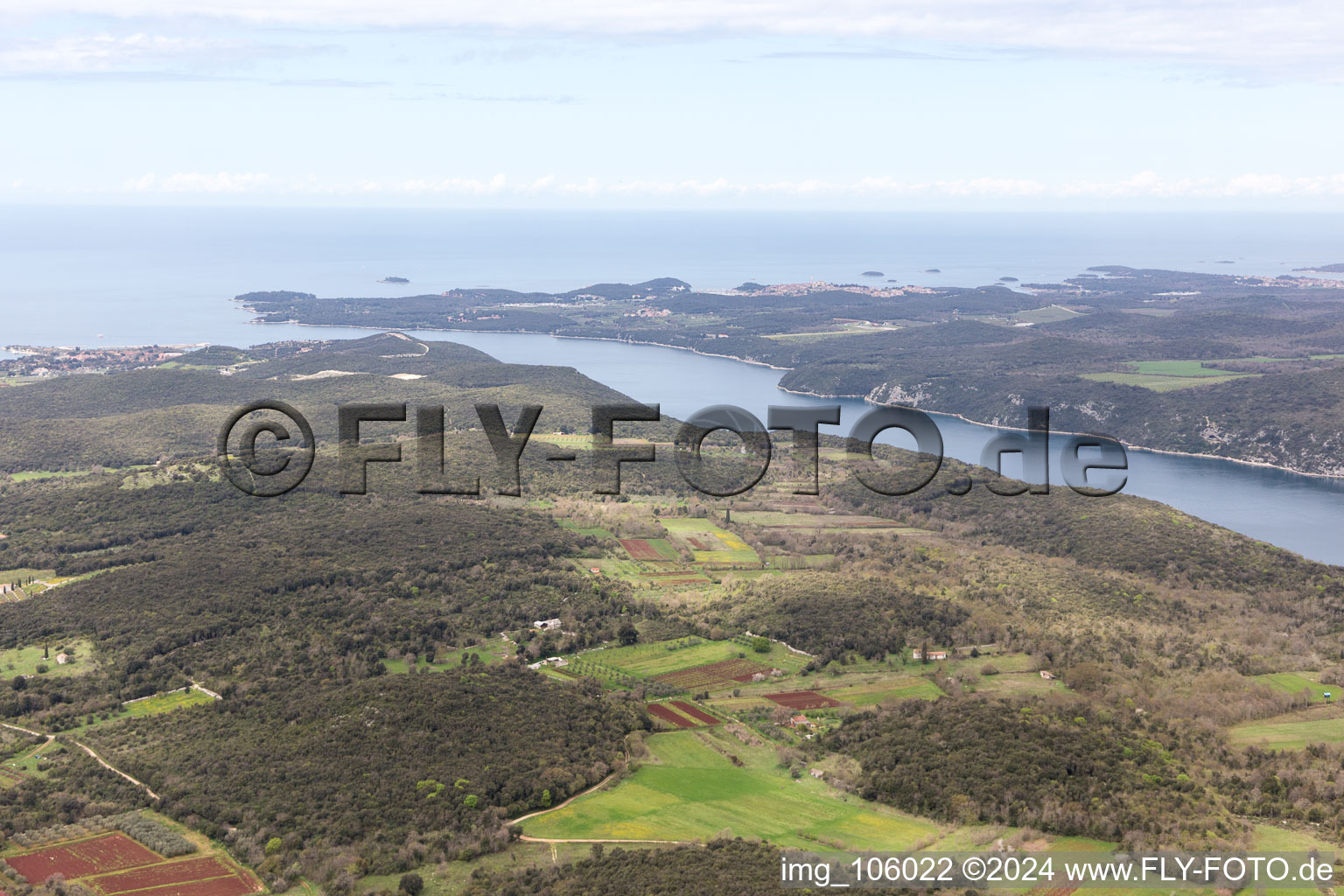 Rovinjsko Selo in the state Gespanschaft Istrien, Croatia from the plane