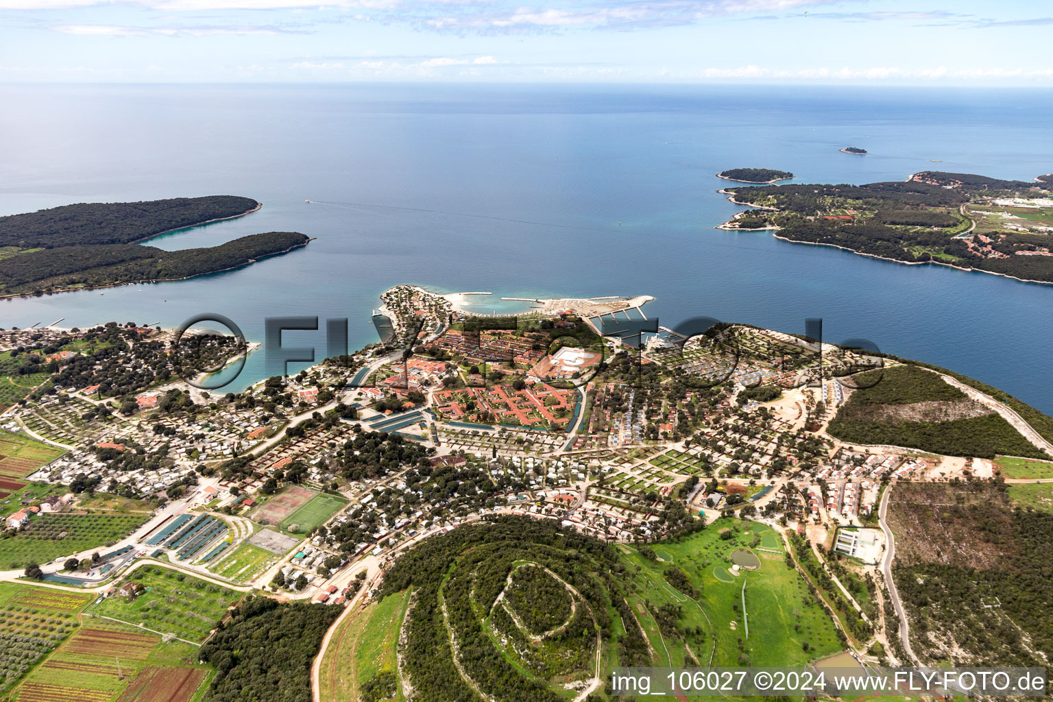 Oblique view of Rovinj in the state Gespanschaft Istrien, Croatia