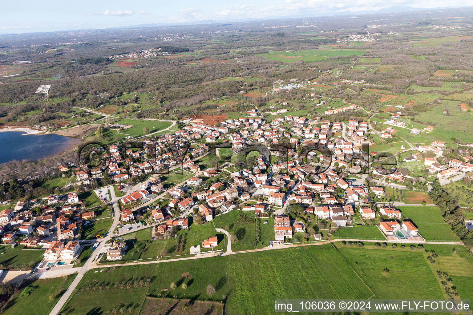 Aerial view of Funtana in the state Gespanschaft Istrien, Croatia