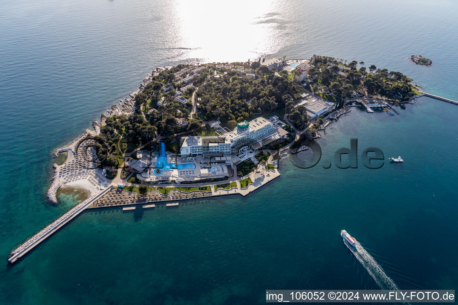 Hotel island Otok Sveti Nikola in the bay of Poreč in Poreč in the state Gespanschaft Istrien, Croatia