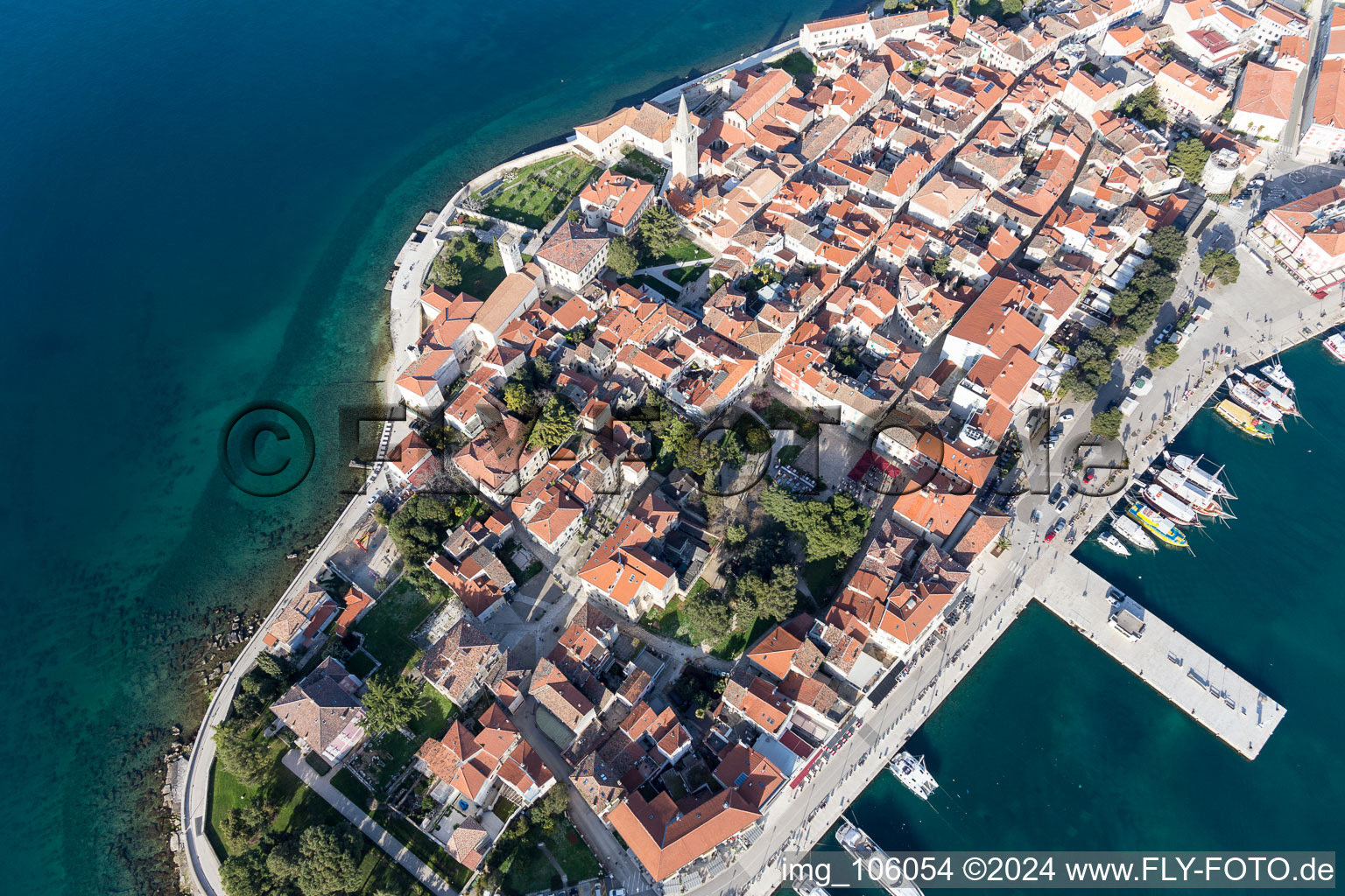 Aerial photograpy of Poreč in the state Gespanschaft Istrien, Croatia