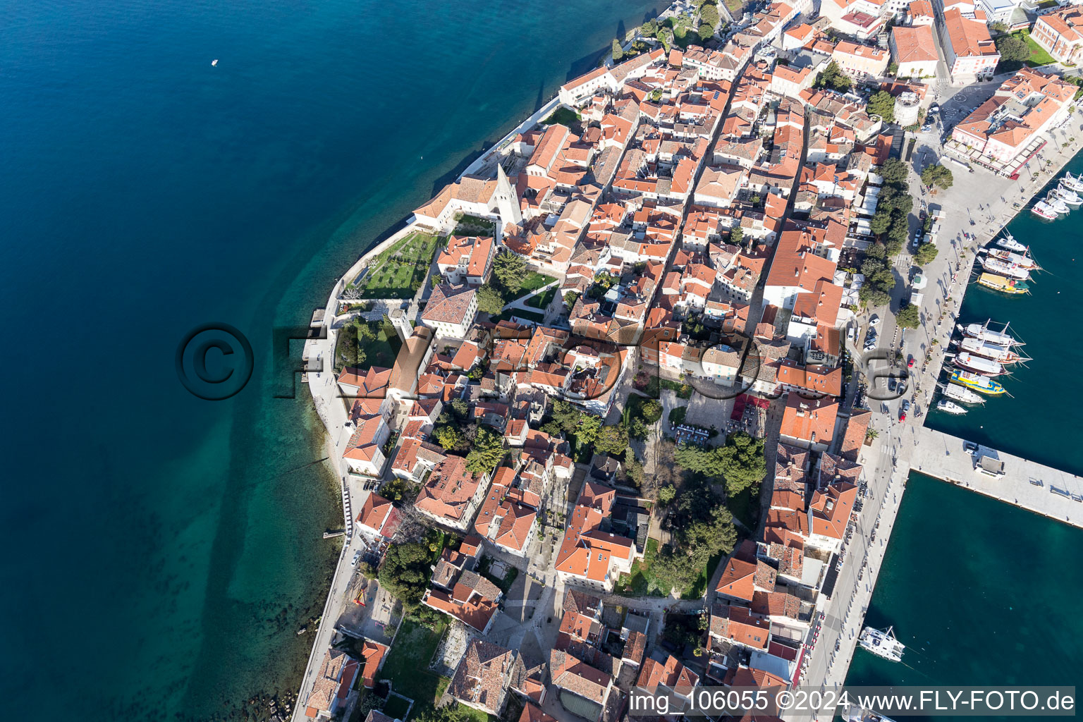 Oblique view of Poreč in the state Gespanschaft Istrien, Croatia