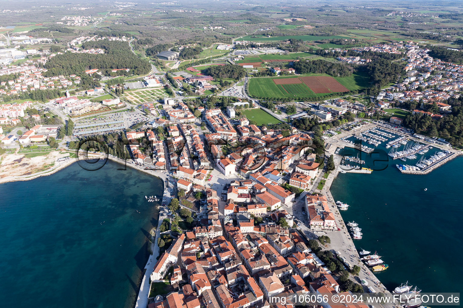 Poreč in the state Gespanschaft Istrien, Croatia from above