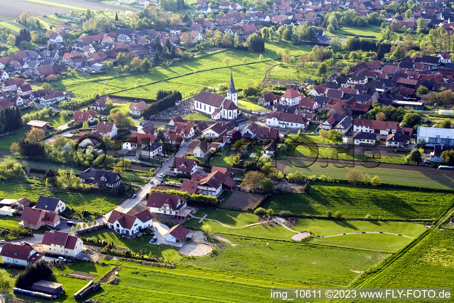 Aerial photograpy of Seebach in the state Bas-Rhin, France