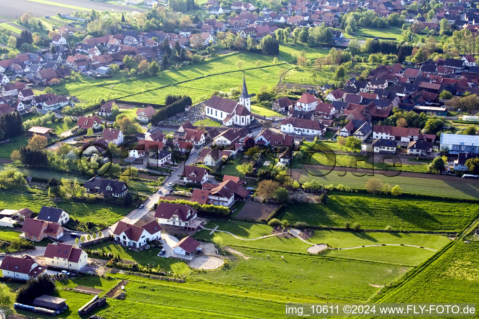 Aerial photograpy of Seebach in the state Bas-Rhin, France