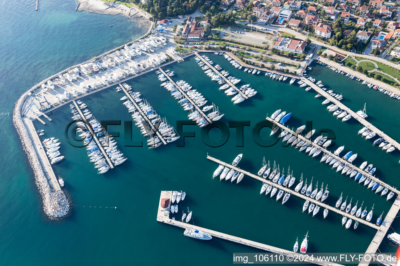 Umag in the state Gespanschaft Istrien, Croatia seen from above