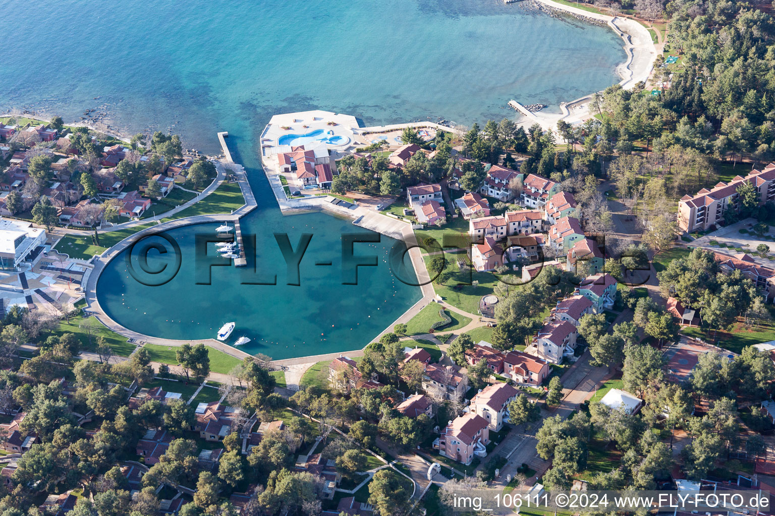 Umag in the state Gespanschaft Istrien, Croatia from the plane