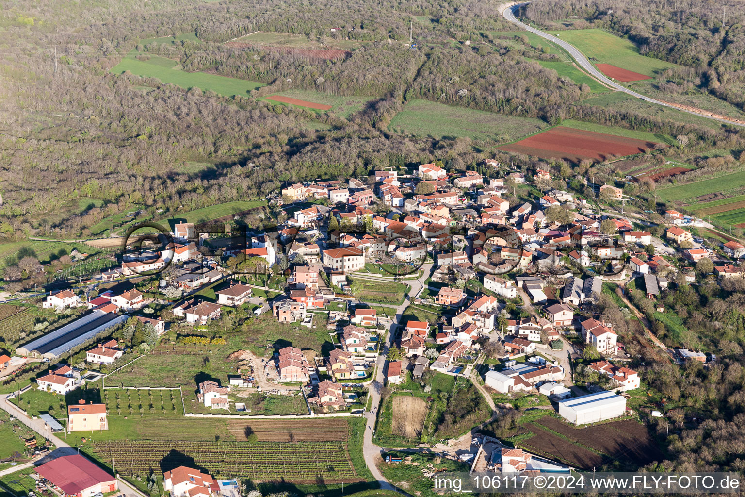 Aerial view of Nova Vas in the state Gespanschaft Istrien, Croatia