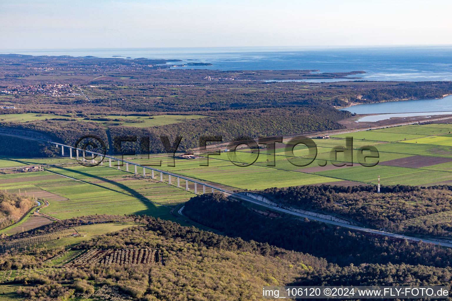 Highway bridge of the motorway E751 crossing the Mirna valley in Porec in Istria - Istarska zupanija, Croatia