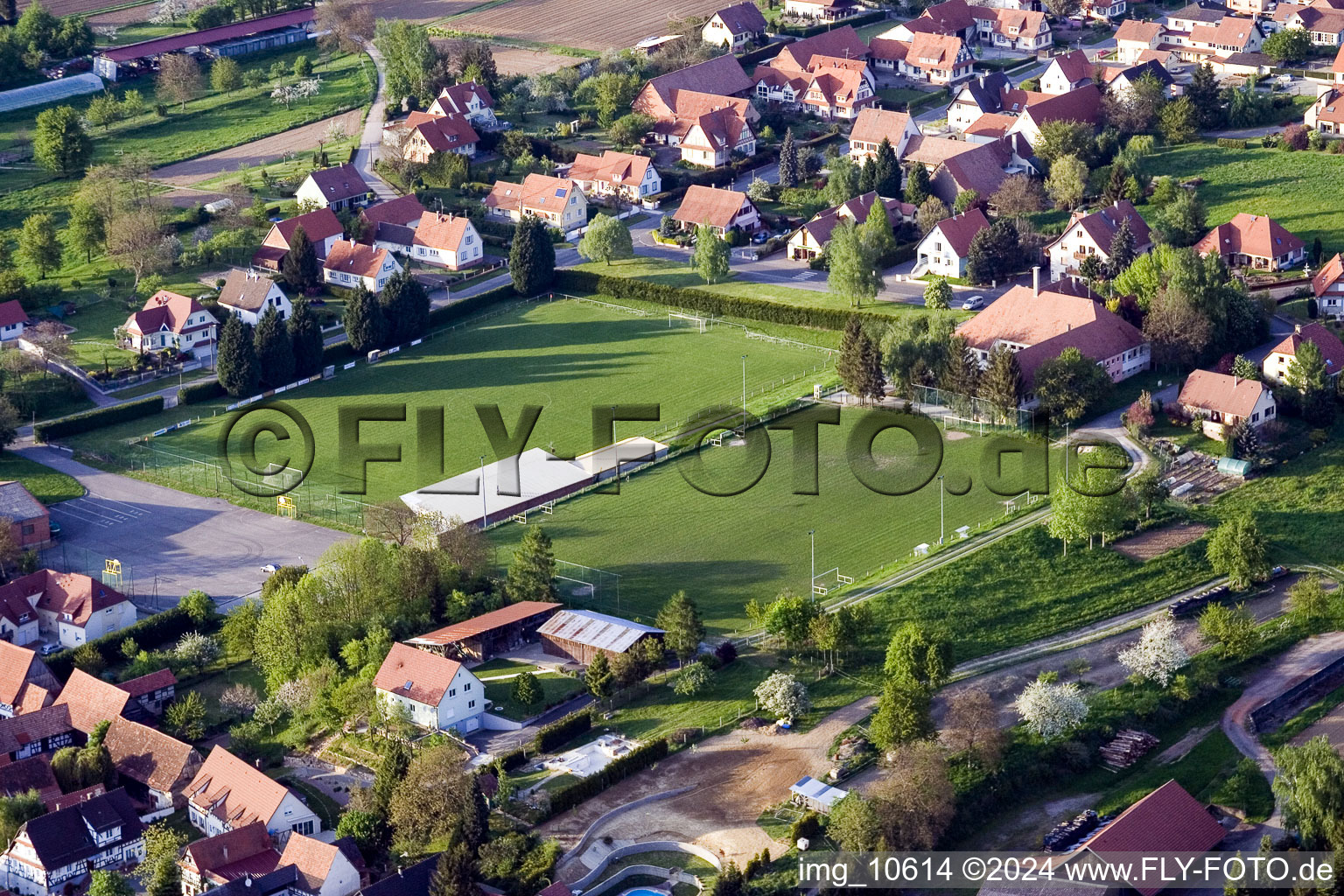 Seebach in the state Bas-Rhin, France from above