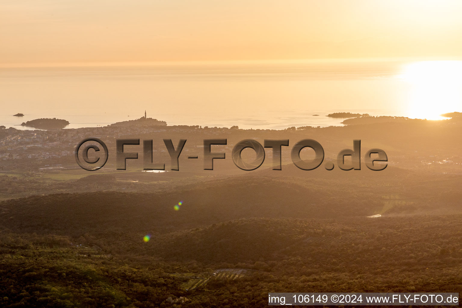 Rovinj in the state Gespanschaft Istrien, Croatia from above