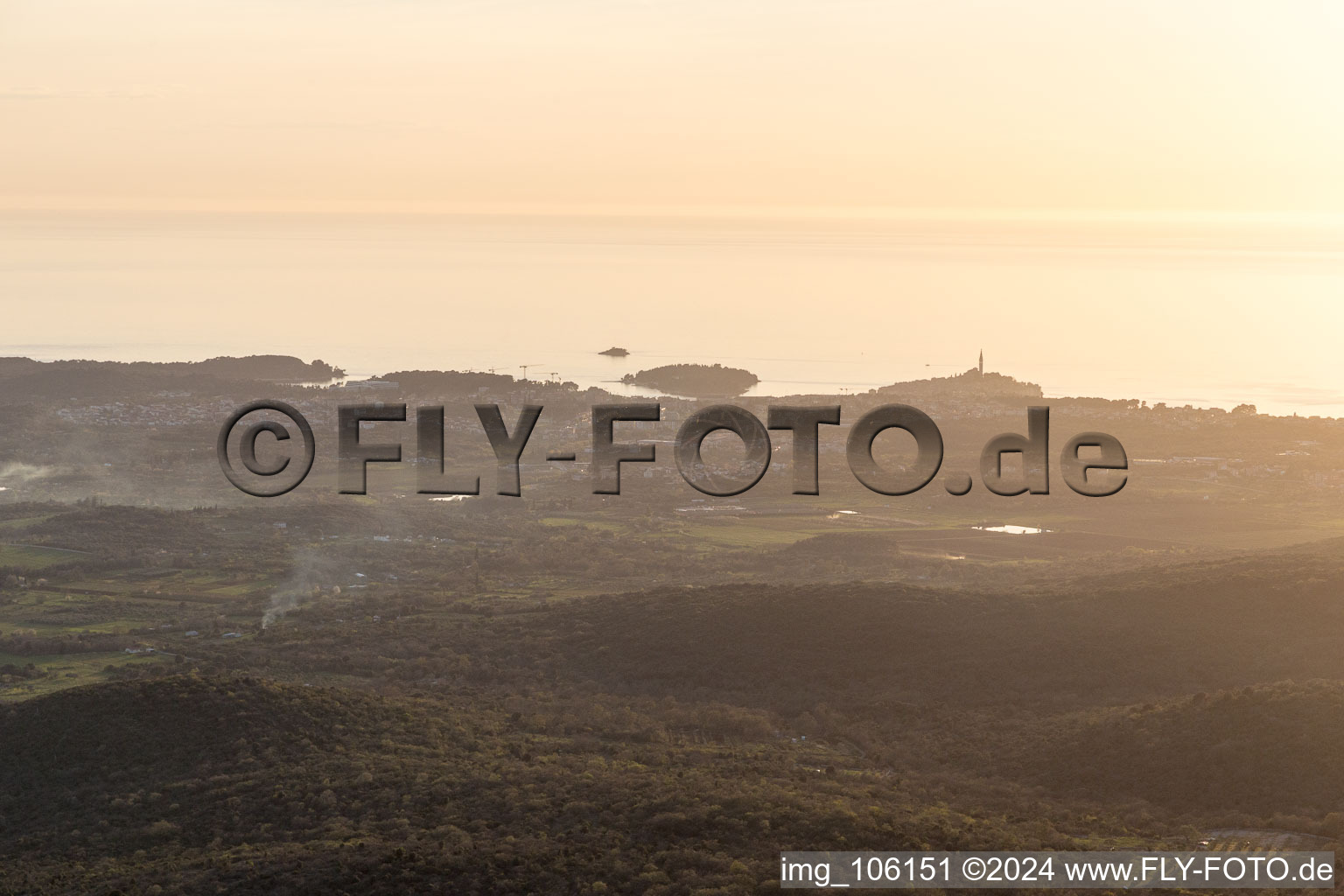 Rovinj in the state Gespanschaft Istrien, Croatia seen from above