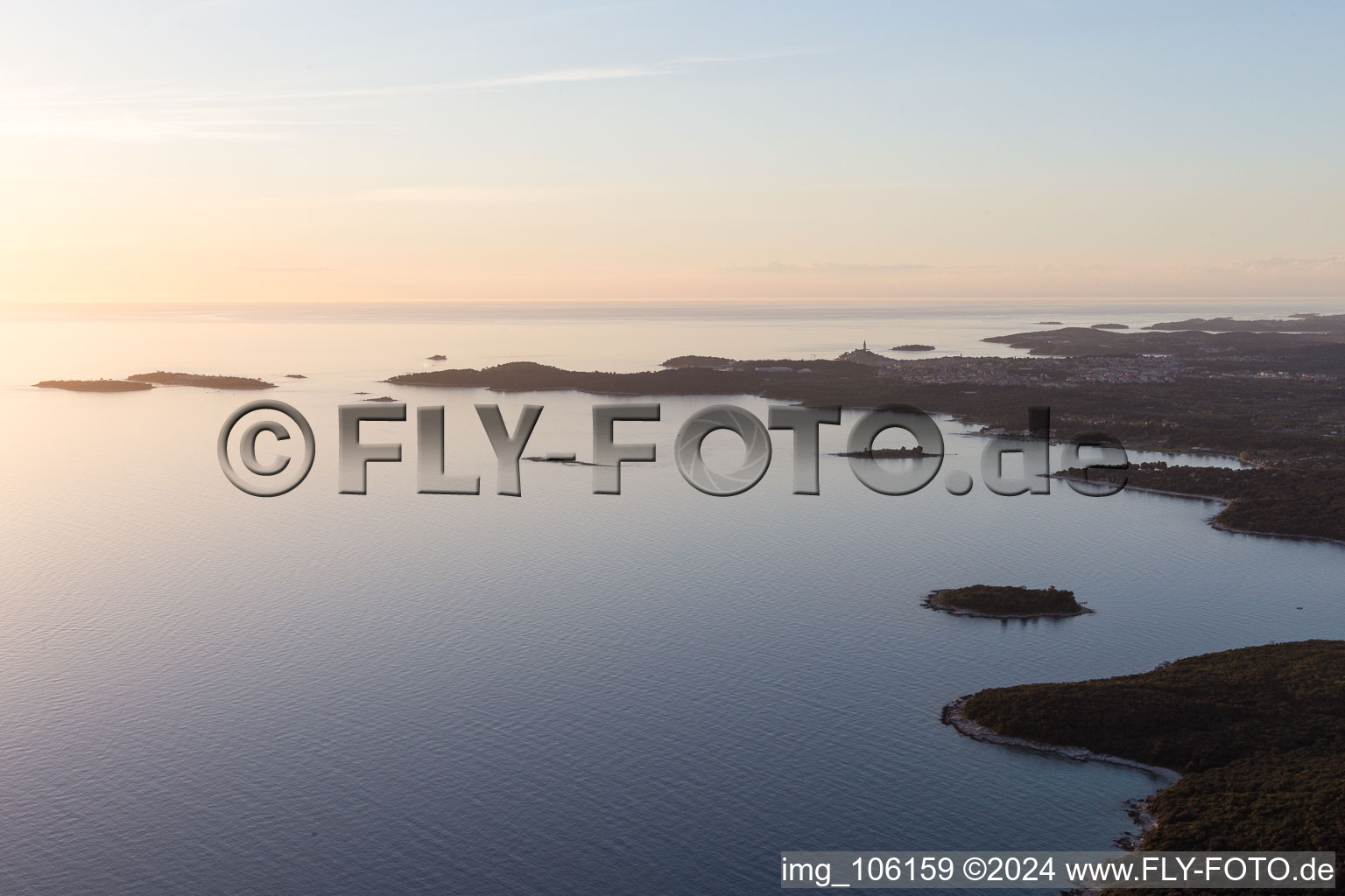 Rovinj in the state Gespanschaft Istrien, Croatia viewn from the air