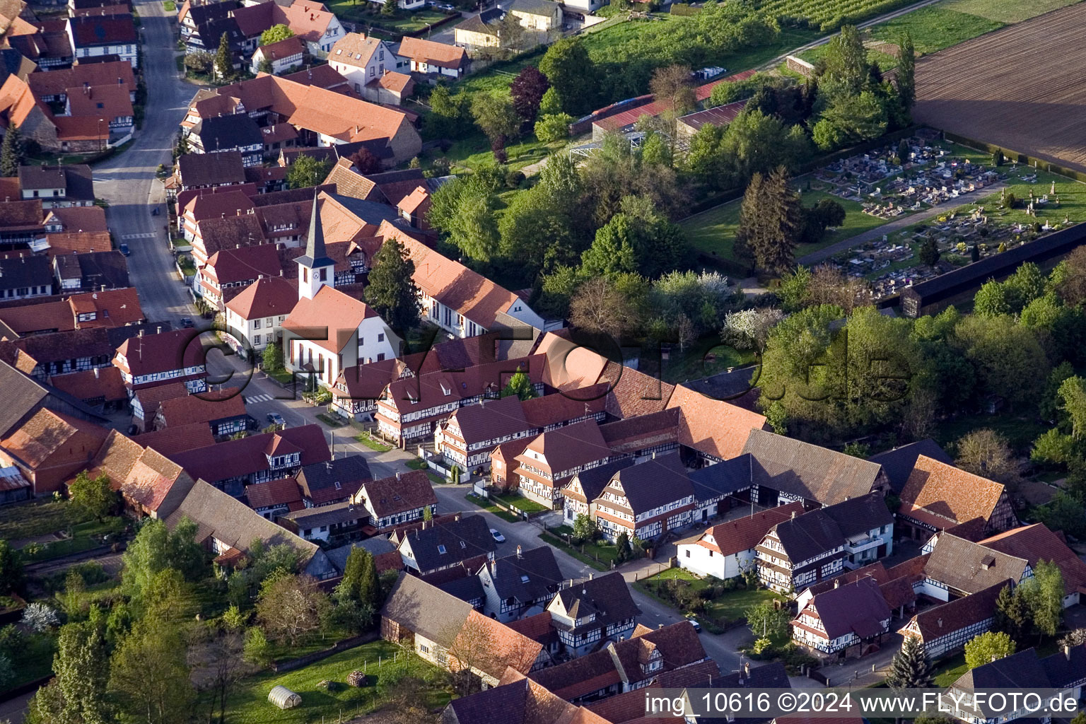 Seebach in the state Bas-Rhin, France seen from above