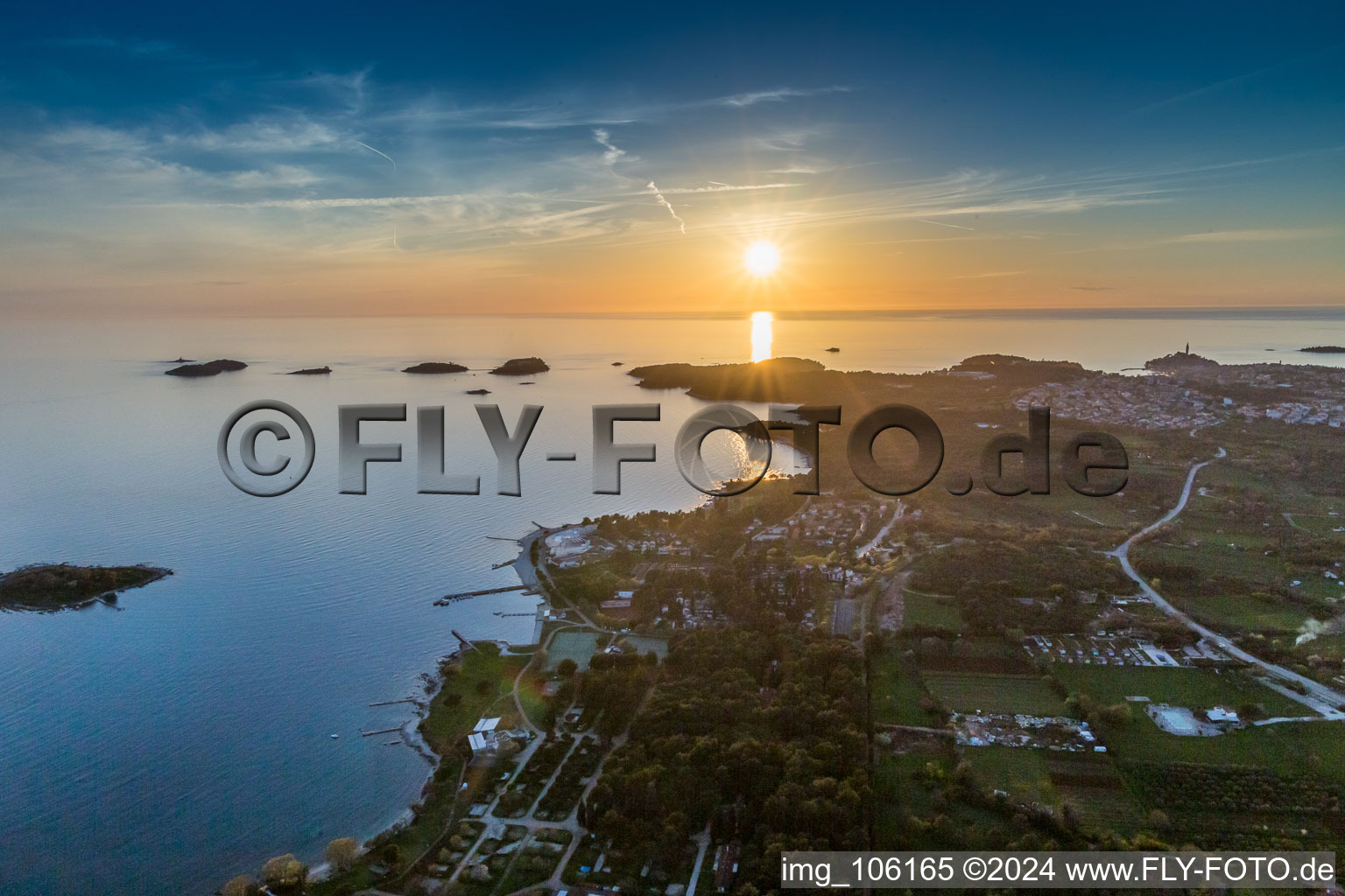 Water surface at the seaside of the Adriatic sea at sunsetin Rovinj in Istria - Istarska zupanija, Croatia