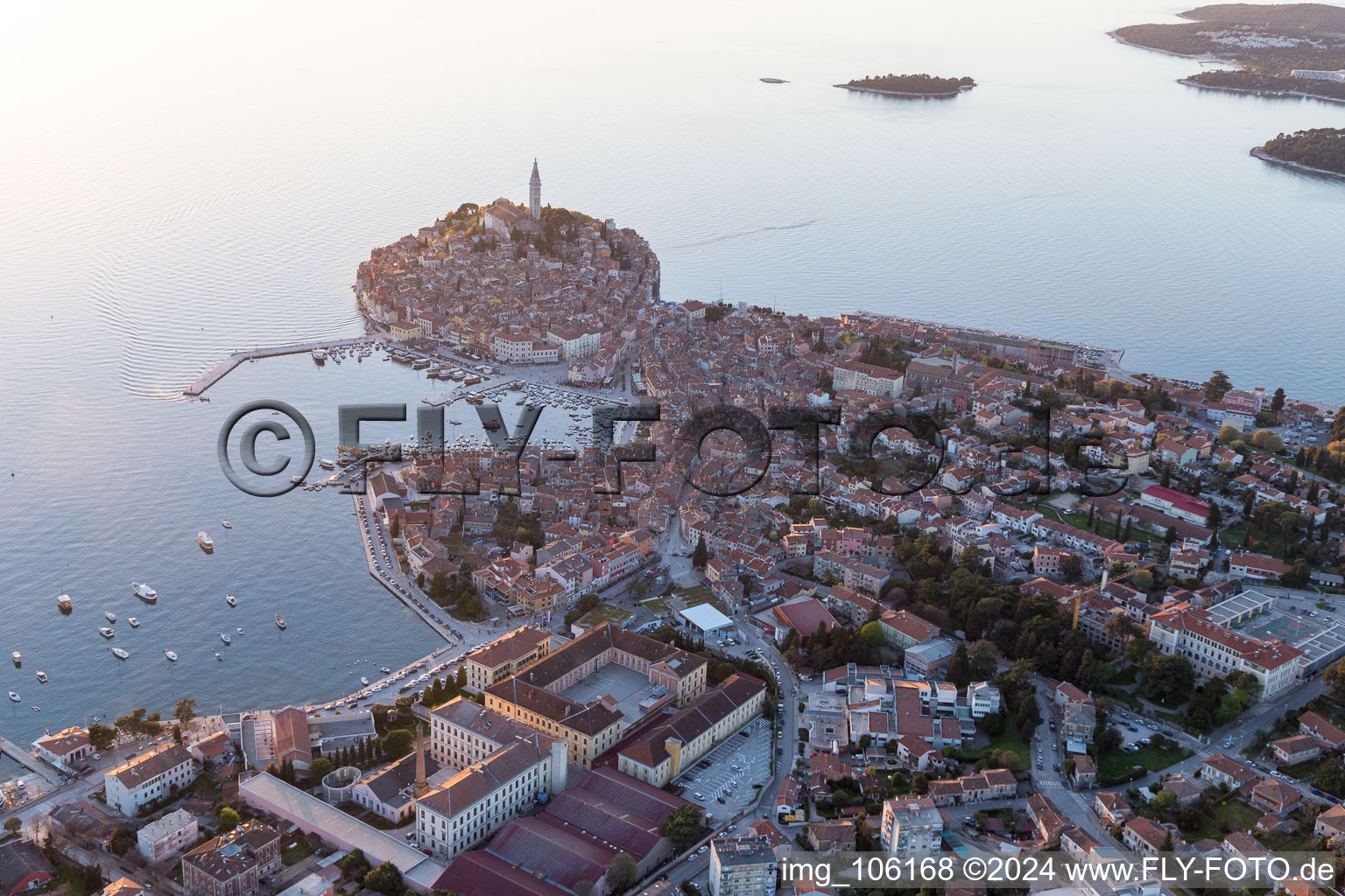 Drone image of Rovinj in the state Gespanschaft Istrien, Croatia