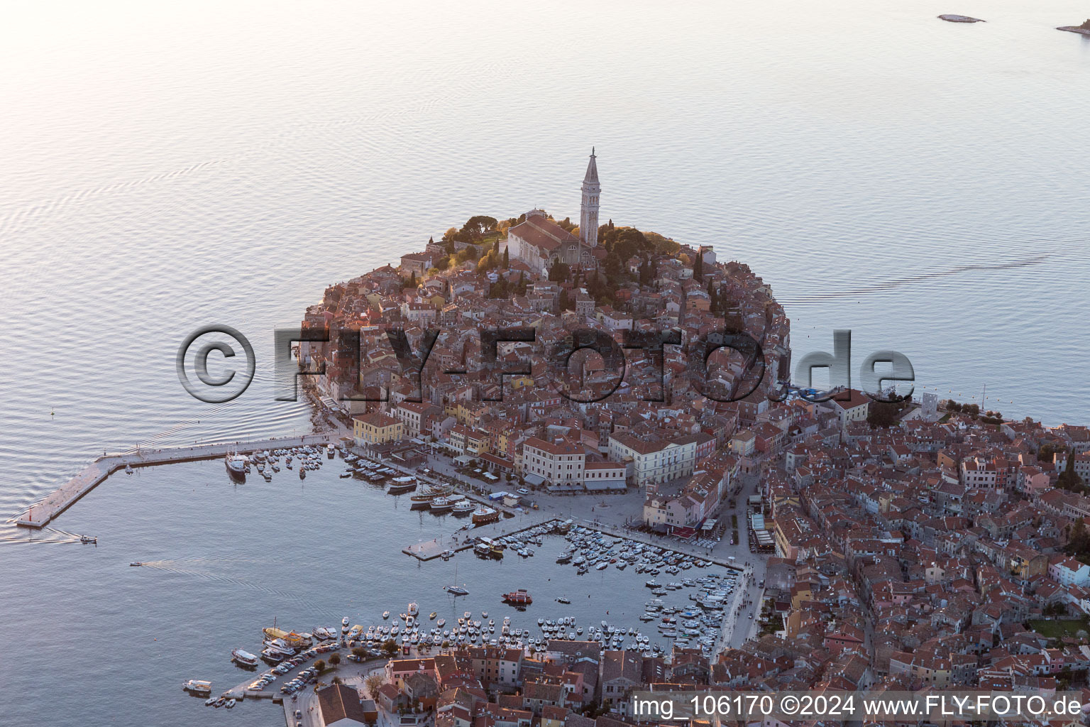 Rovinj in the state Gespanschaft Istrien, Croatia from a drone