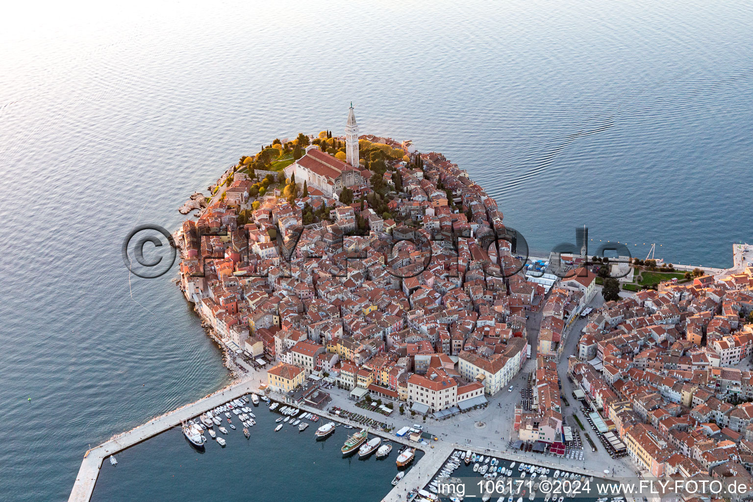 Rovinj in the state Gespanschaft Istrien, Croatia seen from a drone