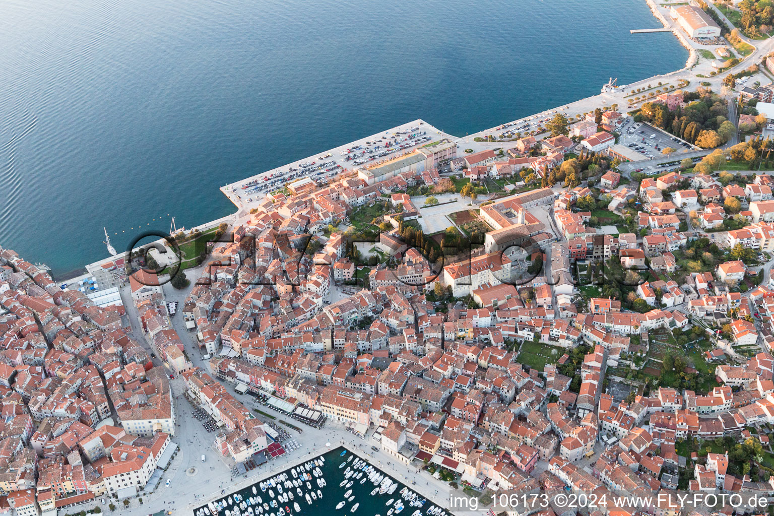 Aerial view of Rovinj in the state Gespanschaft Istrien, Croatia