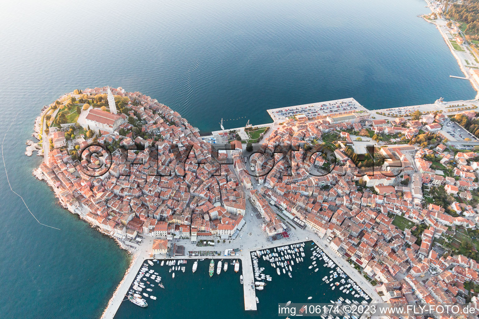 Rovinj in the state Istria, Croatia seen from a drone