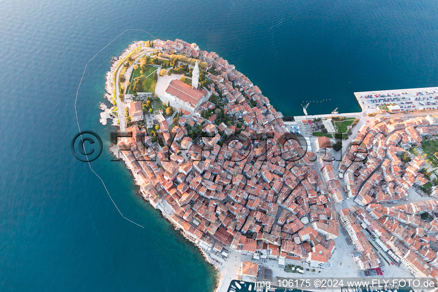 Oblique view of Rovinj in the state Gespanschaft Istrien, Croatia