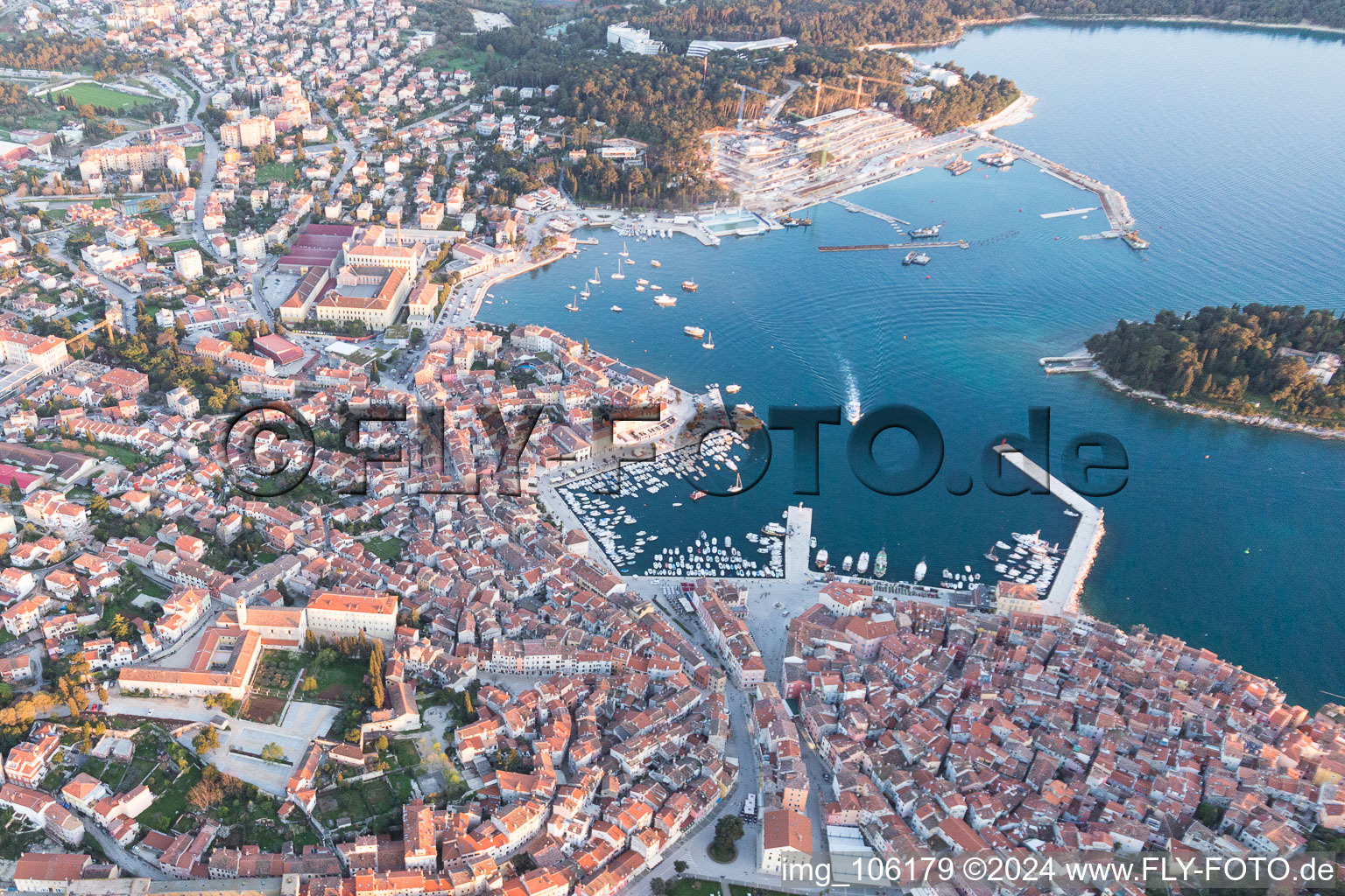 Rovinj in the state Gespanschaft Istrien, Croatia seen from above