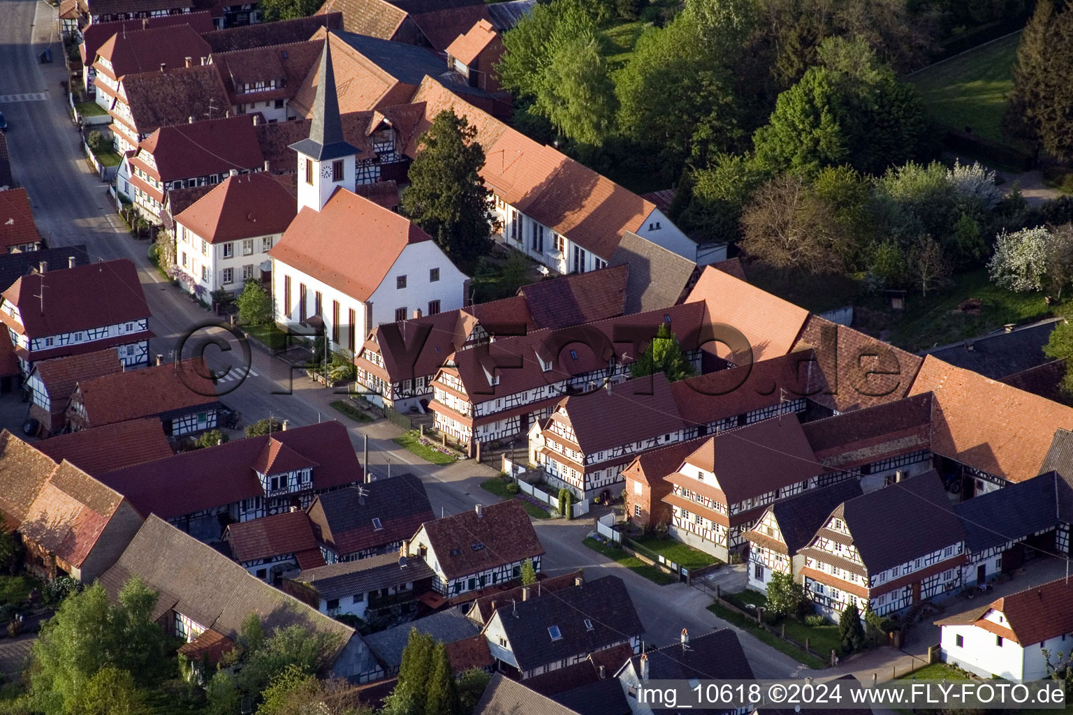 Seebach in the state Bas-Rhin, France from the plane