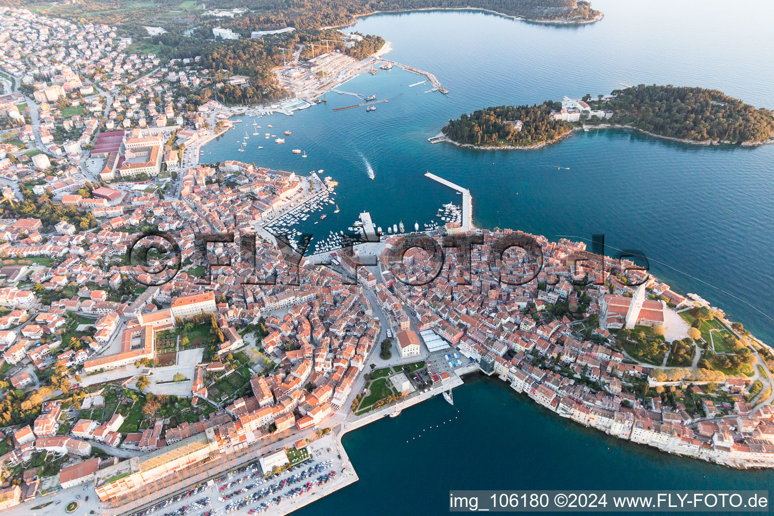 Rovinj in the state Gespanschaft Istrien, Croatia from the plane