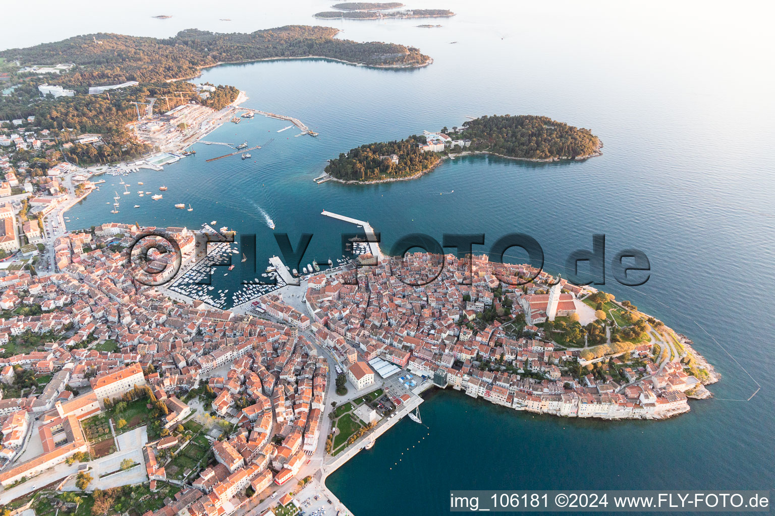 Bird's eye view of Rovinj in the state Gespanschaft Istrien, Croatia